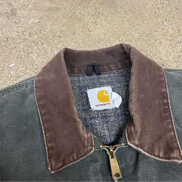 Vintage Carhartt Detroit Jacket Men XL Forest Green Canvas Workwear Blanket Line - Picture 4 of 8